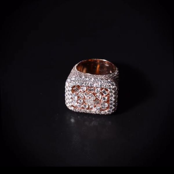 10ct multi-cut zircon sterling silver rose gold plated handmade ring