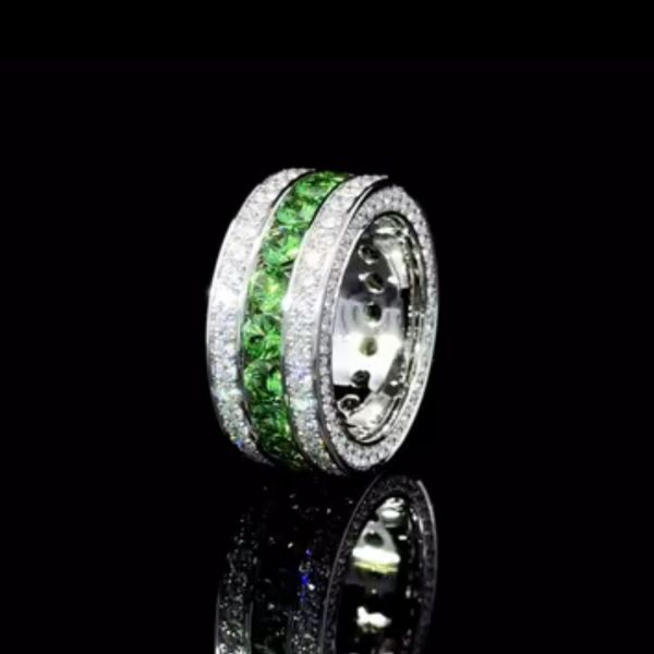 4ct round-cut emerald sterling silver handmade ring