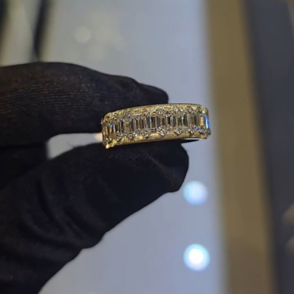 3ct emerald-cut zircon sterling silver yellow gold plated handmade ring