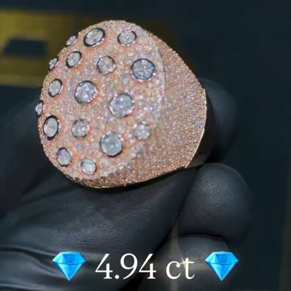 4.94ct oval-cut sterling silver plated rose gold handmade ring