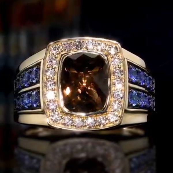 6ct cushion-cut sterling silver plated with yellow gold handmade ring