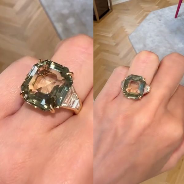 6ct cushion-cut citrine sterling silver plated with yellow gold handmade ring